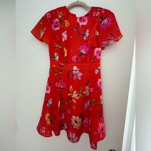 Ted Baker London Red Flutter Sleeve Mini Dress